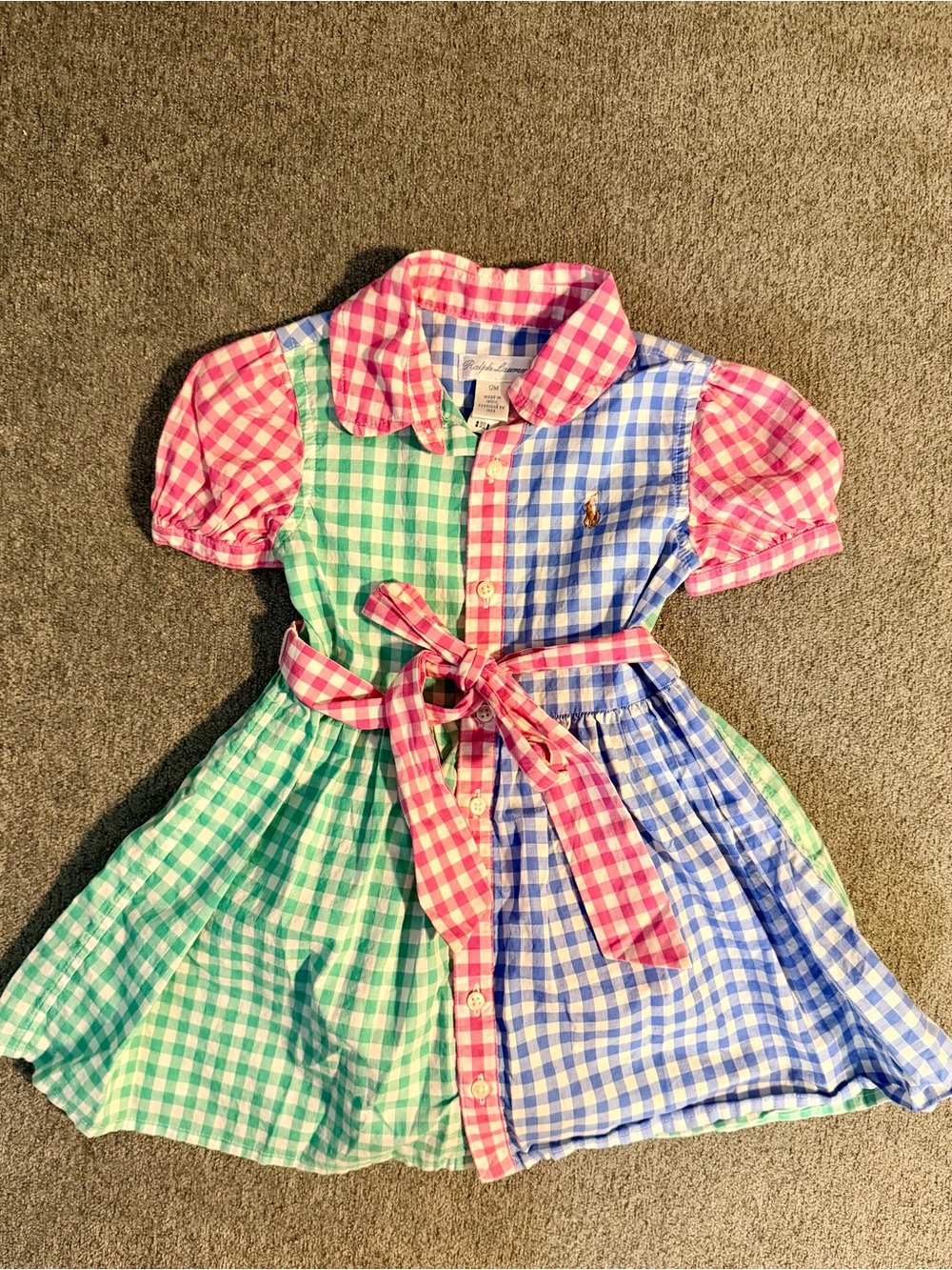 Ralph Lauren Multi-Color Gingham Button-Front Dress (Pink, Blue, Green)